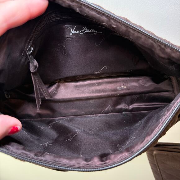 Vera Bradley Microfiber Quilted Shoulder Bag & Wristlet Wallet Espresso Brown - Picture 3 of 7